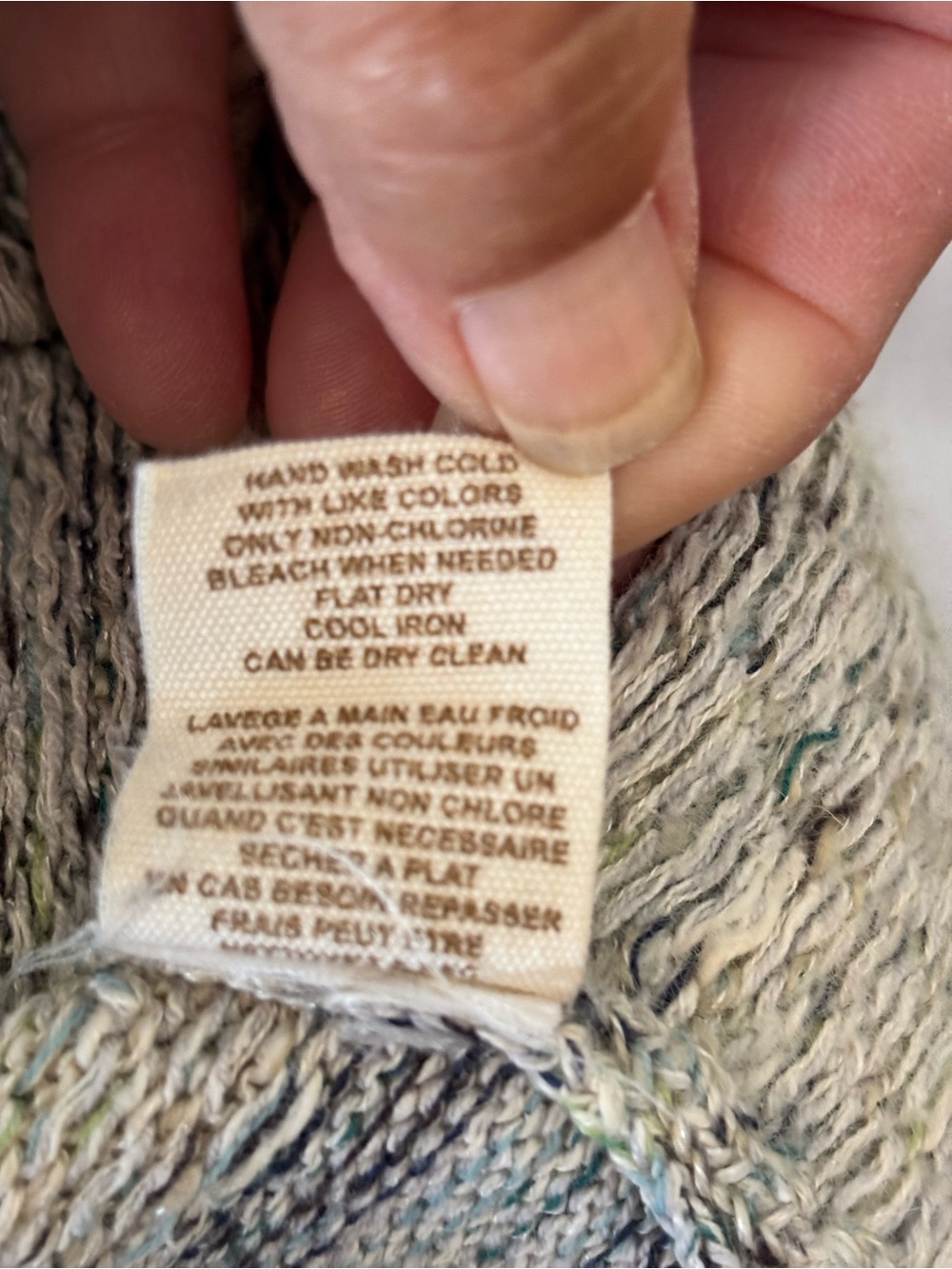 Free People Crewneck Knit Denim/Ivory colored Cardigan Sweater - Picture 8 of 9